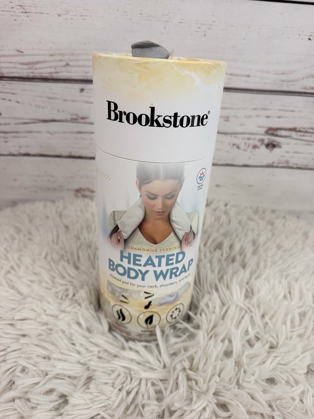 Brookstone Chamomile Scented Heated Body Wrap - Gray NIB